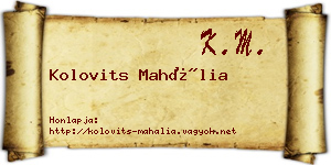 Kolovits Mahália névjegykártya